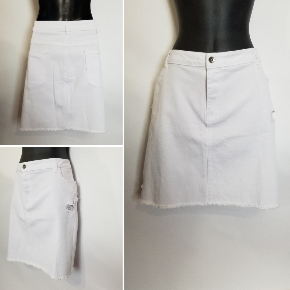 Distressed Denim Skirt